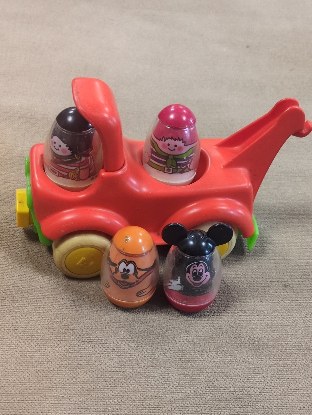 Hasbro Weebles Mickey Mouse Red Pull-Along Train with Yellow Wheels